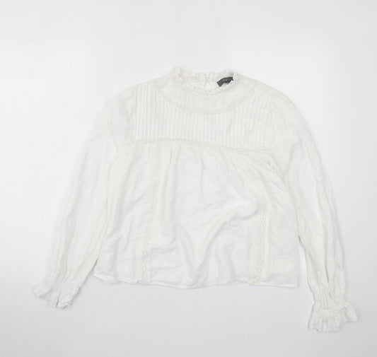 Primark Womens White  Viscose Basic T-Shirt Size 10 Crew Neck
