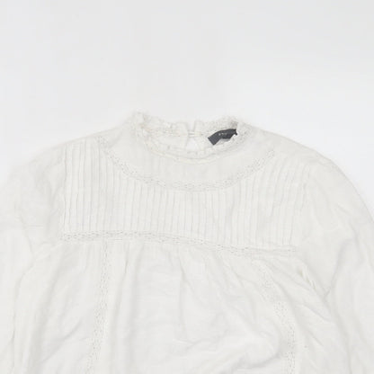 Preloved Primark Womens White  Viscose Basic T-Shirt Size 10 Crew Neck - Detail