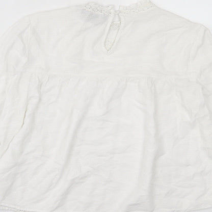 Preloved Primark Womens White  Viscose Basic T-Shirt Size 10 Crew Neck - Label