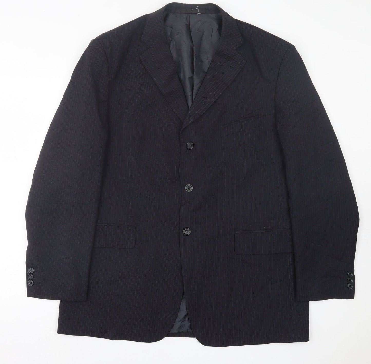 Marks and Spencer Mens Blue Striped Polyester Jacket Suit Jacket Size 44