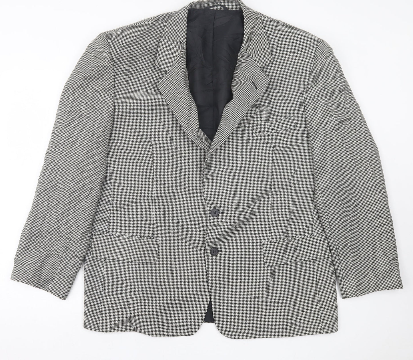 Jolliman Mens White Houndstooth Polyester Jacket Suit Jacket Size 44