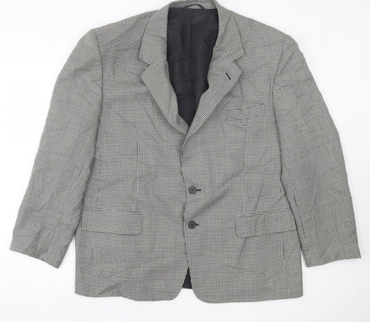 Jolliman Mens White Houndstooth Polyester Jacket Suit Jacket Size 44