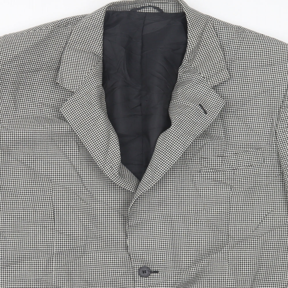 Jolliman Mens White Houndstooth Polyester Jacket Suit Jacket Size 44