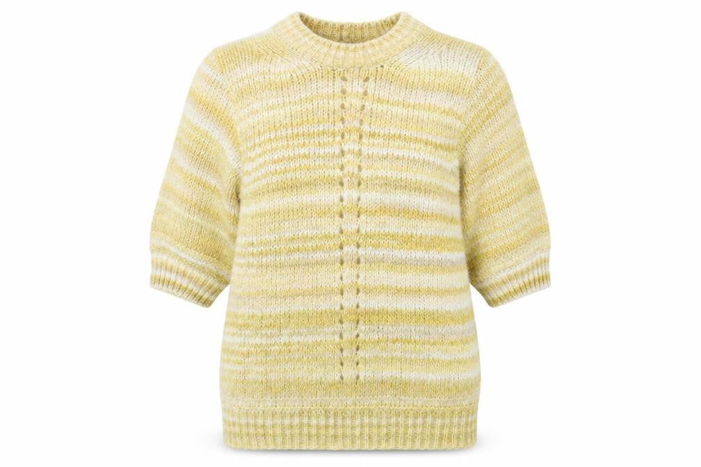 NEXT Womens Yellow Crew Neck Striped Acrylic Pullover Jumper Size 10