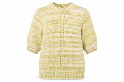 Next Womens Yellow Crew Neck Striped Acrylic Pullover Jumper Size 10