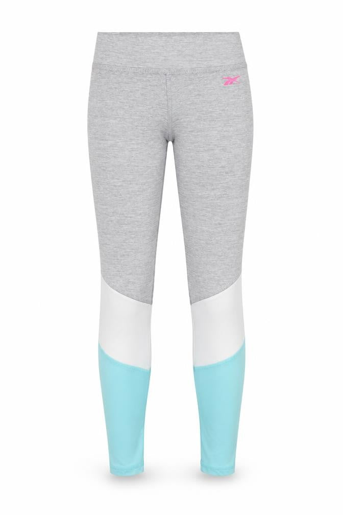Reebok Womens Grey Colourblock Polyester Compression Leggings Size 8 L24 in Regular