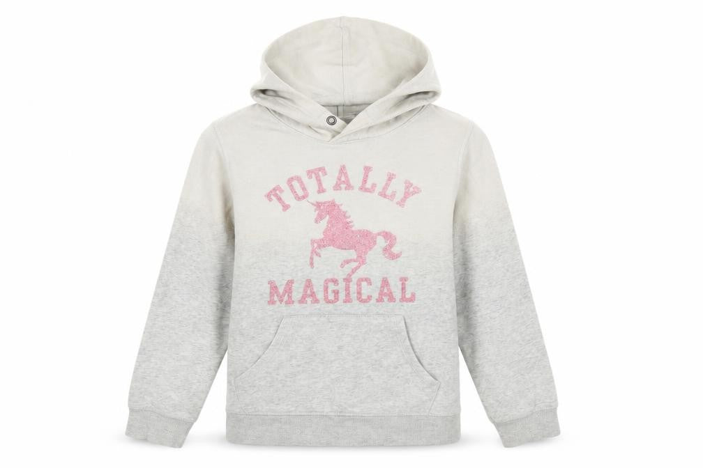 H&M Girls Grey  Cotton Pullover Hoodie Size 10-11 Years  Pullover - Unicorn