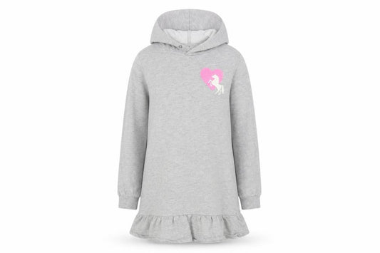H&M Girls Grey  Cotton Tunic Hoodie Size 10-11 Years  Pullover - Unicorn