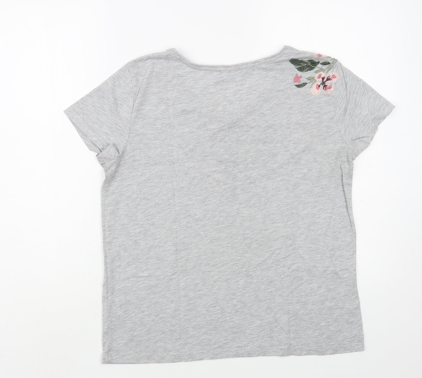 Soaked in Luxury Womens Grey  Polyester Basic T-Shirt Size S V-Neck