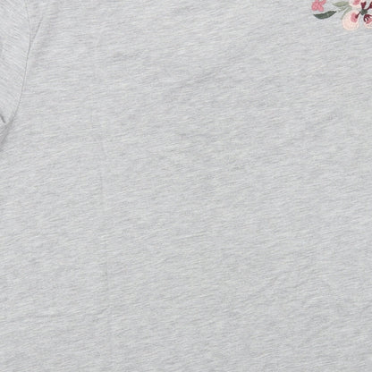 Soaked in Luxury Womens Grey  Polyester Basic T-Shirt Size S V-Neck