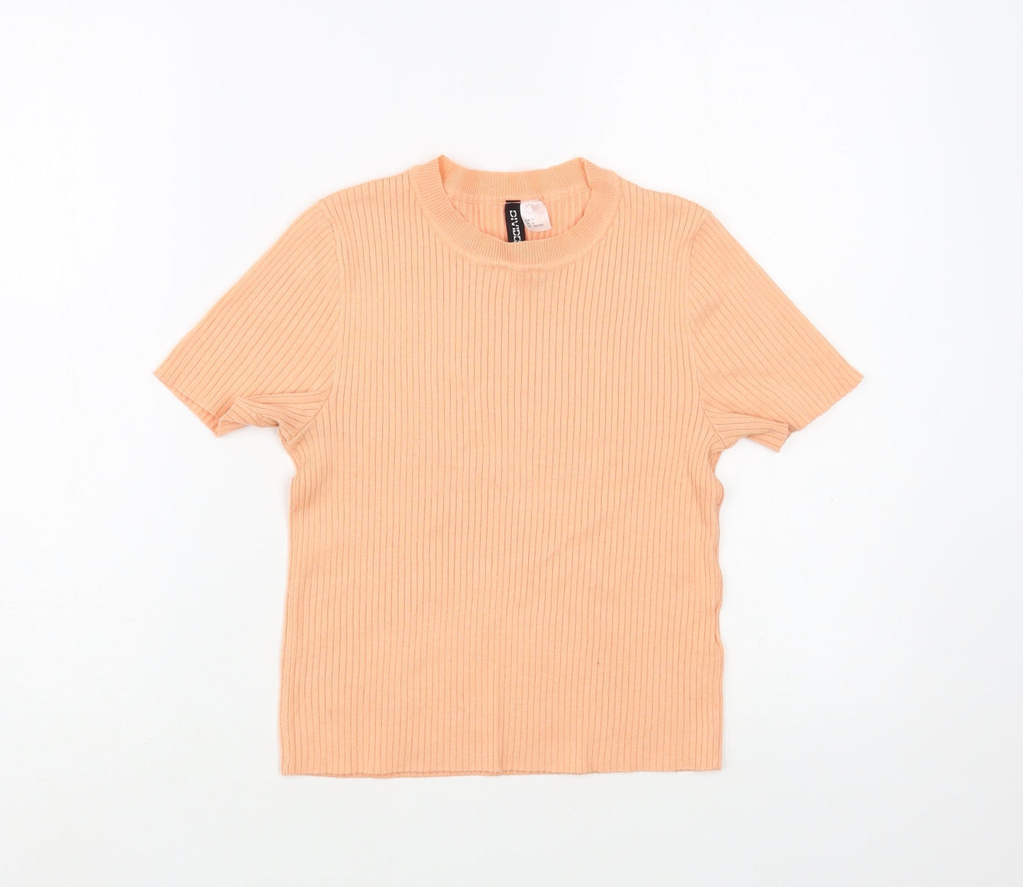 H&M Womens Pink  Polyester Basic T-Shirt Size S Crew Neck