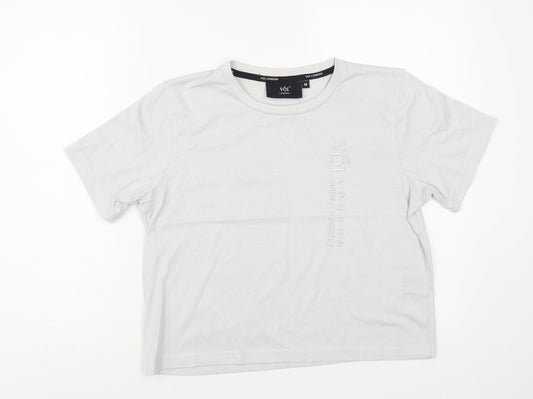 Voi  Womens Grey  Cotton Basic T-Shirt Size M Crew Neck