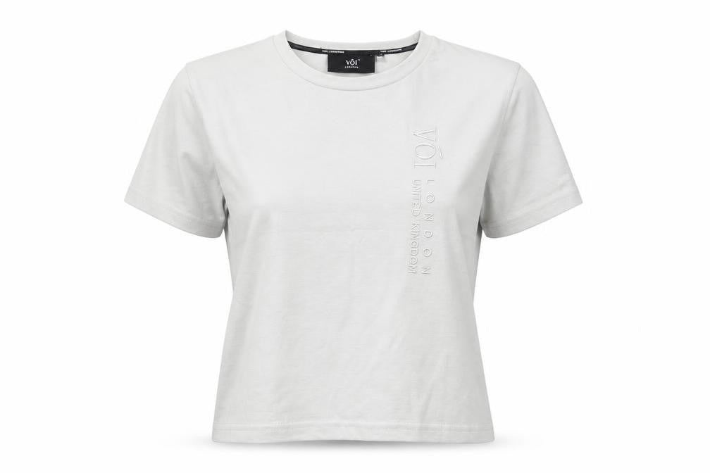Voi  Womens Grey  Cotton Basic T-Shirt Size M Crew Neck