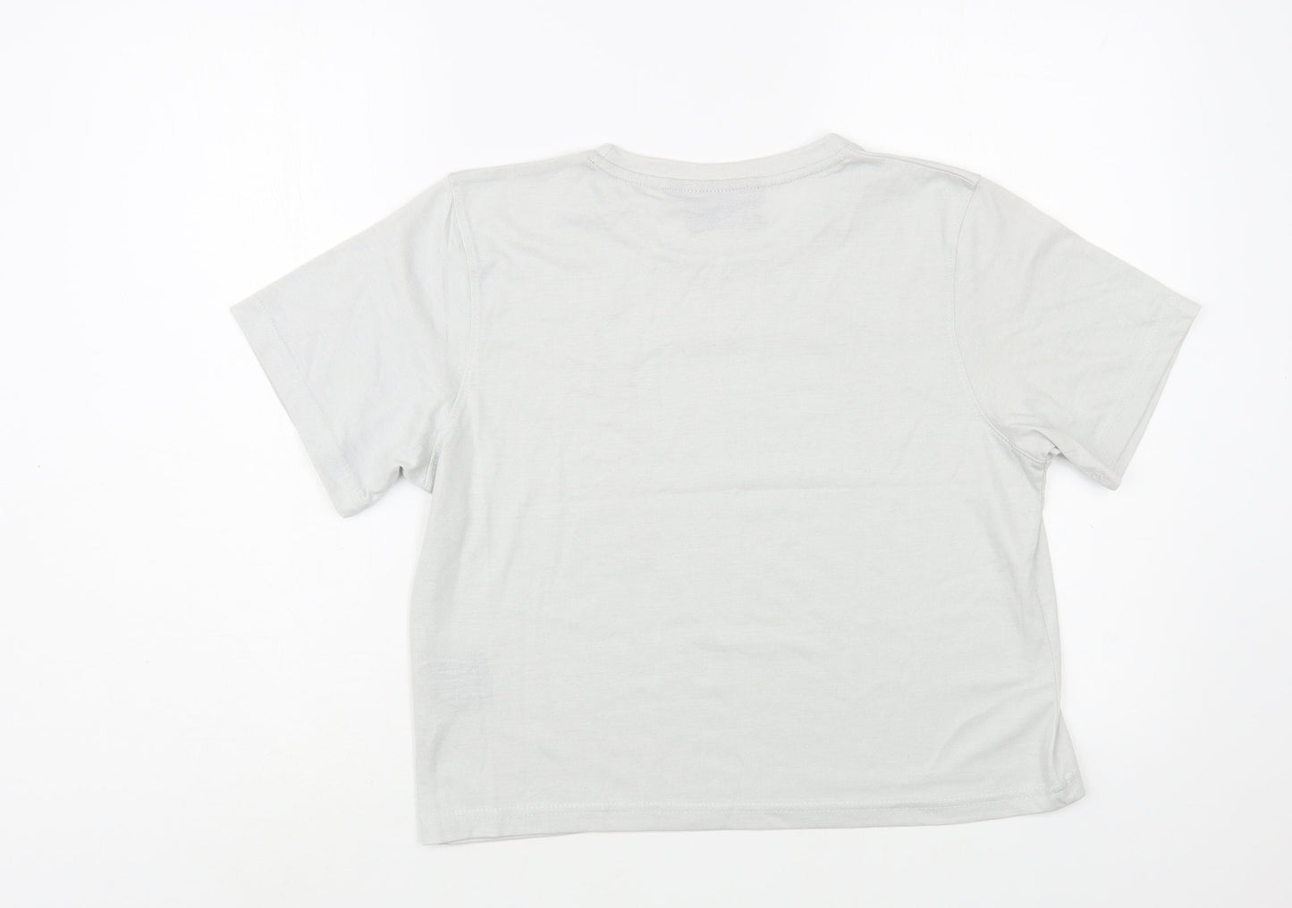 Voi  Womens Grey  Cotton Basic T-Shirt Size M Crew Neck