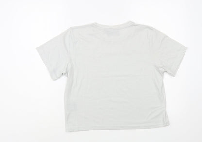 Voi  Womens Grey  Cotton Basic T-Shirt Size M Crew Neck