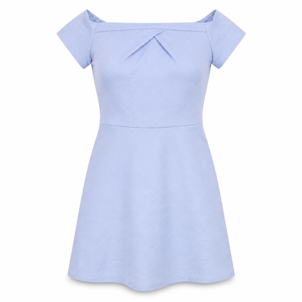 Love Womens Blue  Polyester Fit & Flare  Size S  Off the Shoulder Zip