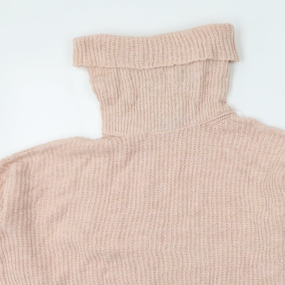 New Look Womens Pink Roll Neck  Acrylic Pullover Jumper Size M