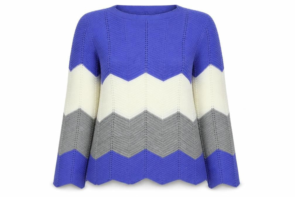 CHIC Womens Multicoloured Round Neck Striped Acrylic Pullover Jumper Size S