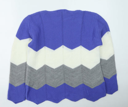 CHIC Womens Multicoloured Round Neck Striped Acrylic Pullover Jumper Size S