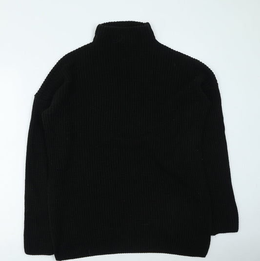 PRETTYLITTLETHING Womens Black High Neck  Acrylic Pullover Jumper Size 10