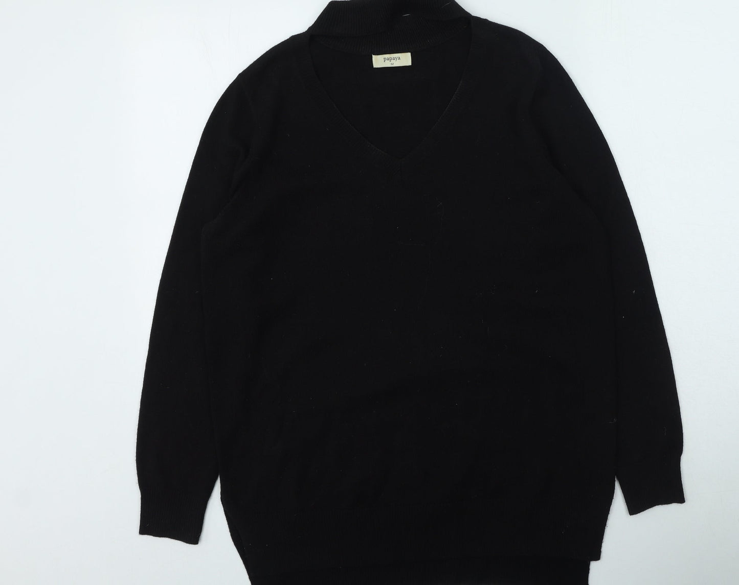 Papaya Womens Black Round Neck  Acrylic Pullover Jumper Size M