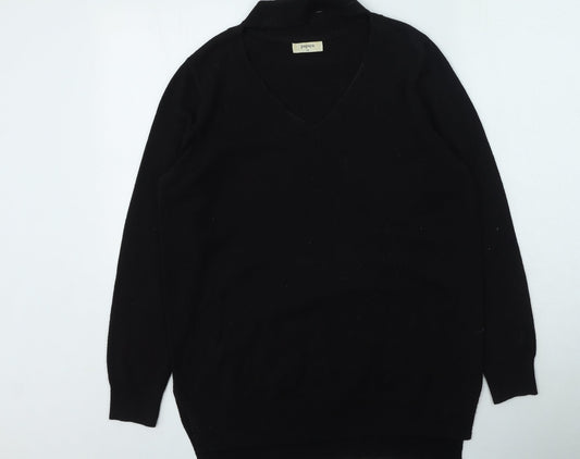 Papaya Womens Black Round Neck  Acrylic Pullover Jumper Size M