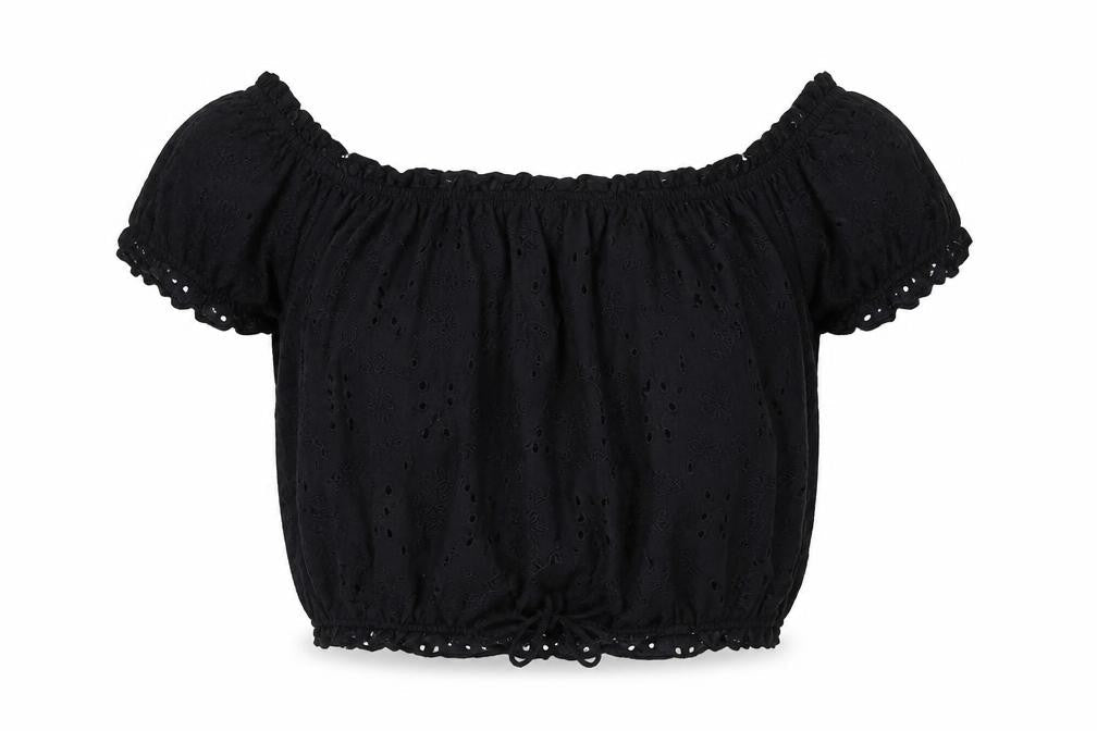 George  Womens Black  Cotton Basic T-Shirt Size M Off the Shoulder
