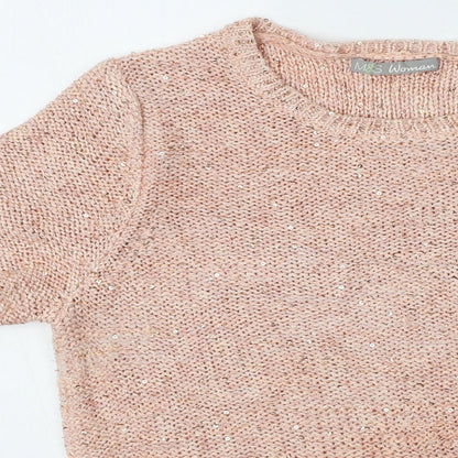 Marks & Spencer Womens Pink Round Neck  Acrylic Pullover Jumper Size 14