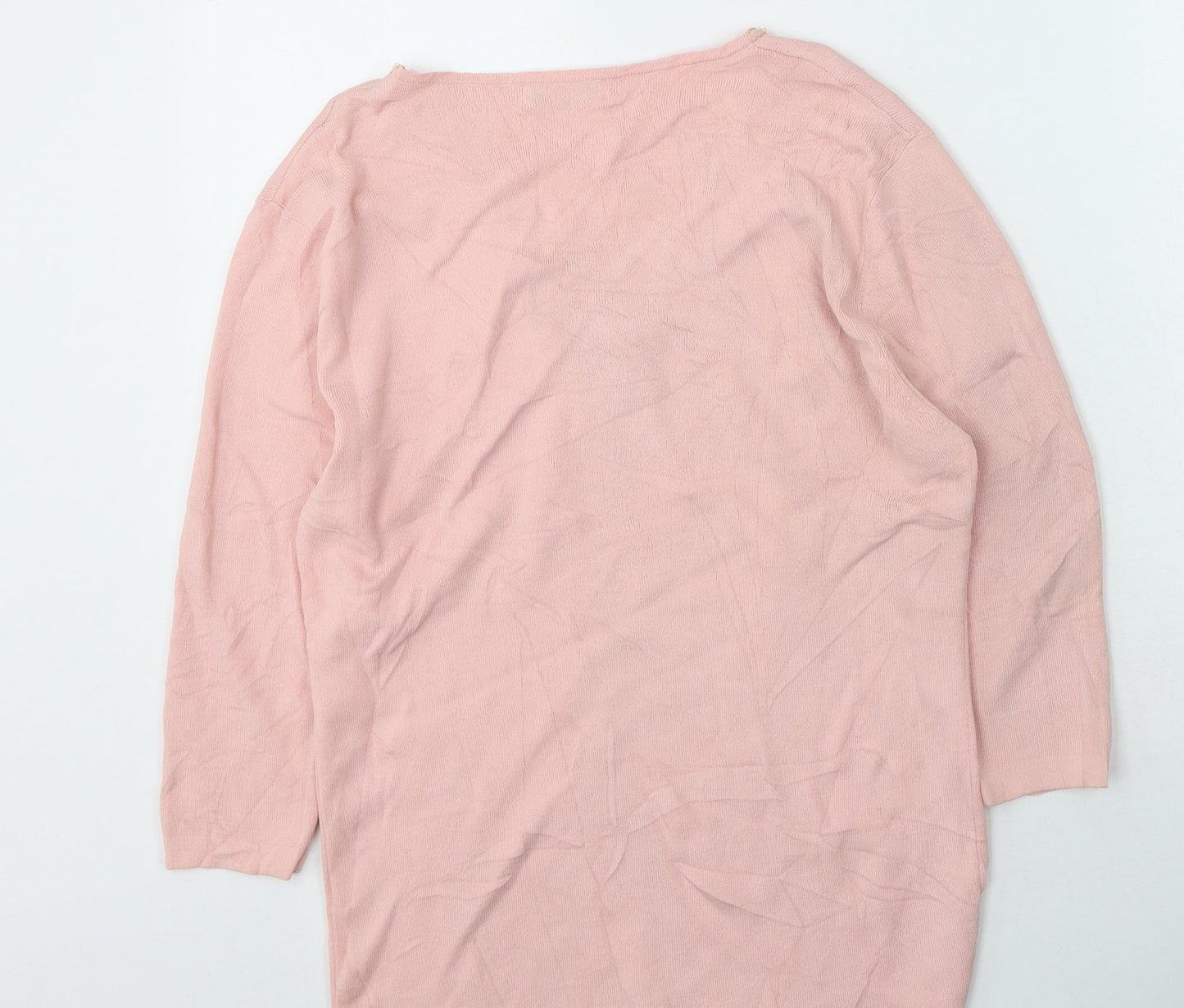 Bonmarché Womens Pink V-Neck  Viscose Pullover Jumper Size M