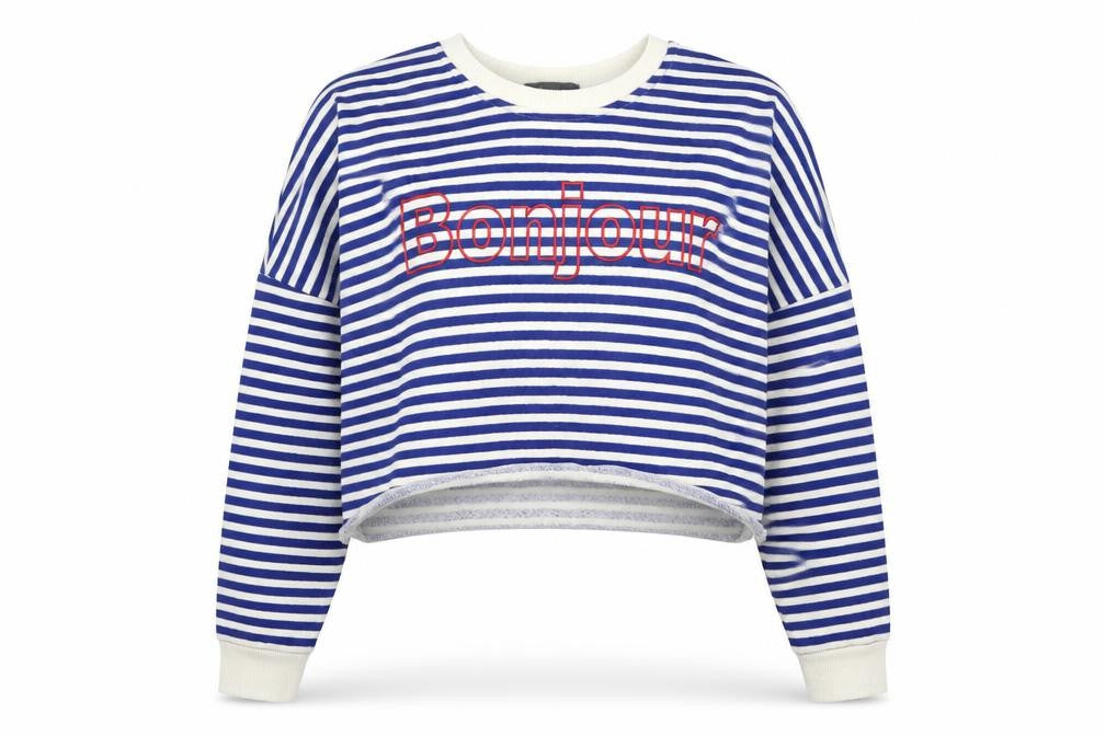 Primark Womens Blue Round Neck Striped Cotton Pullover Jumper Size 8