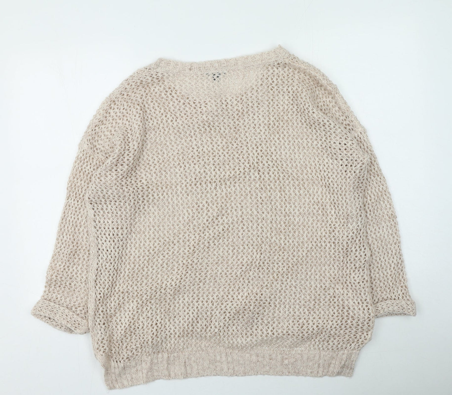 Warehouse Womens Pink Round Neck  Acrylic Pullover Jumper Size 16