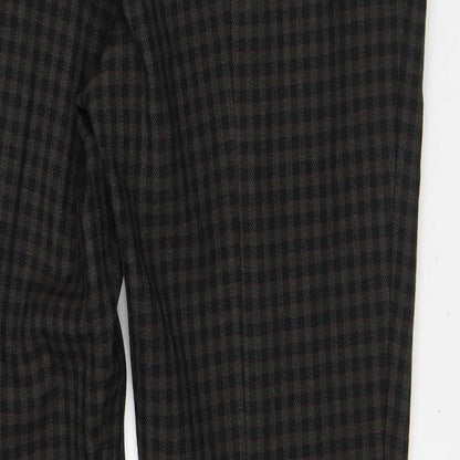Zara Womens Brown Plaid Polyester Trousers  Size S L28 in Regular