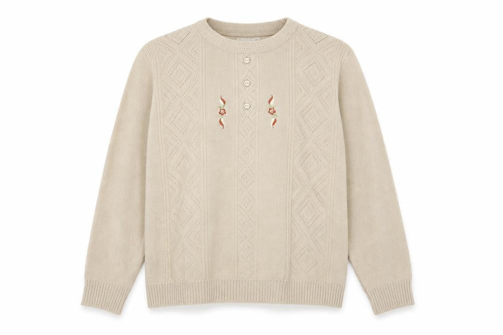 MerryGold Womens Beige Crew Neck  Acrylic Pullover Jumper Size S