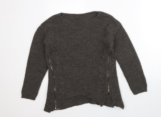 Preworn Womens Brown Round Neck  Acrylic Pullover Jumper Size S