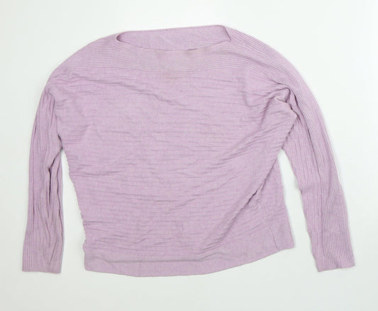 Preworn Womens Purple Round Neck  Polyester Pullover Jumper Size L