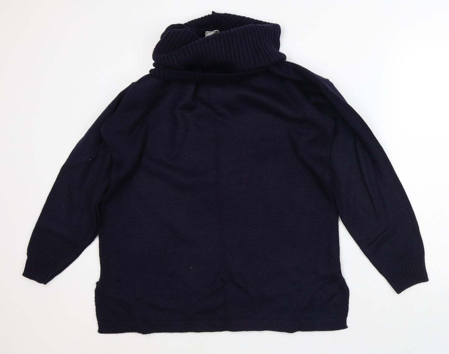 Classic Womens Blue Roll Neck  Acrylic Pullover Jumper Size 14