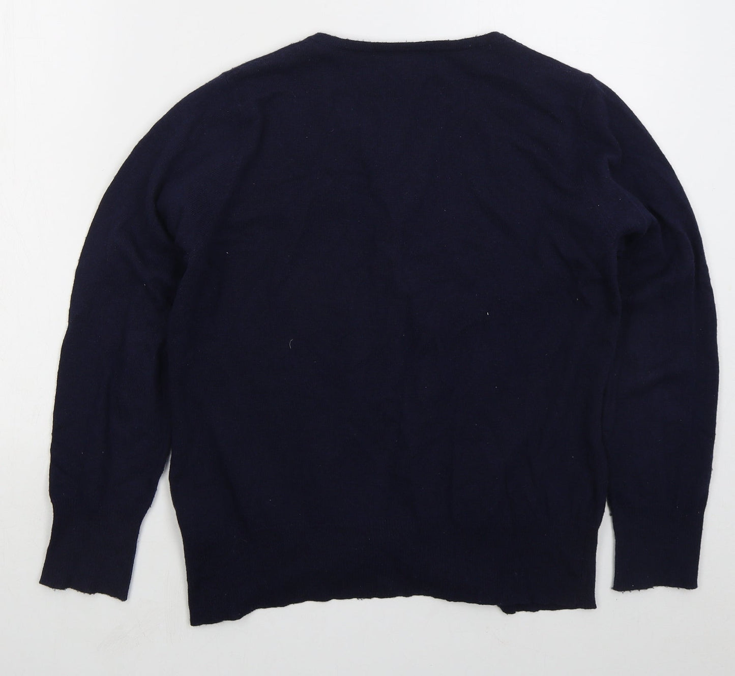 Hepburn Womens Blue Crew Neck  Viscose Cardigan Jumper Size M