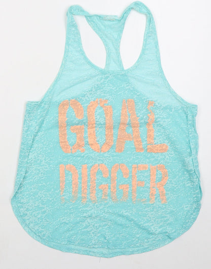 Atmosphere Womens Black  Polyester Basic Tank Size 8 Scoop Neck - Goal Digger