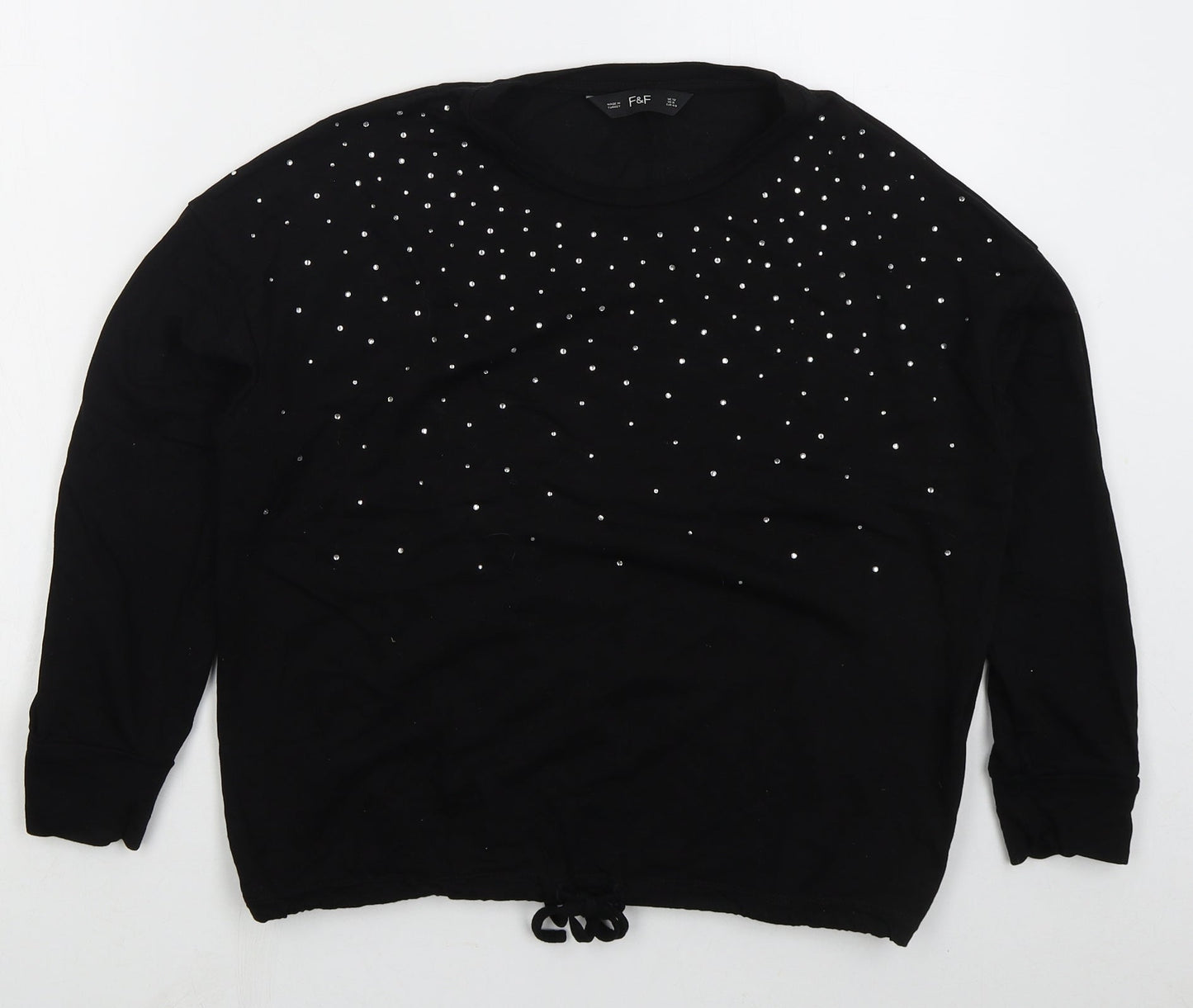 F&F Womens Black  Viscose Pullover Sweatshirt Size 12  Pullover