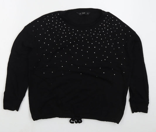 F&F Womens Black  Viscose Pullover Sweatshirt Size 12  Pullover