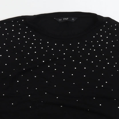 F&F Womens Black  Viscose Pullover Sweatshirt Size 12  Pullover