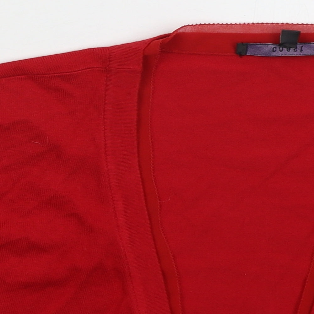 Coast Womens Red V-Neck  Viscose Cardigan Jumper Size M