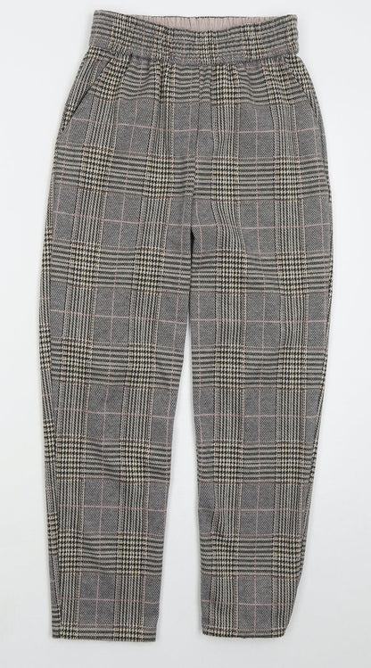 Primark Womens Beige Check Polyester Trousers  Size 4 L25 in Regular