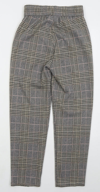 Primark Womens Beige Check Polyester Trousers  Size 4 L25 in Regular