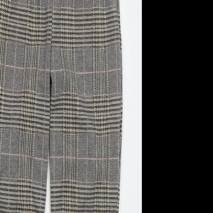 Primark Womens Beige Check Polyester Trousers  Size 4 L25 in Regular