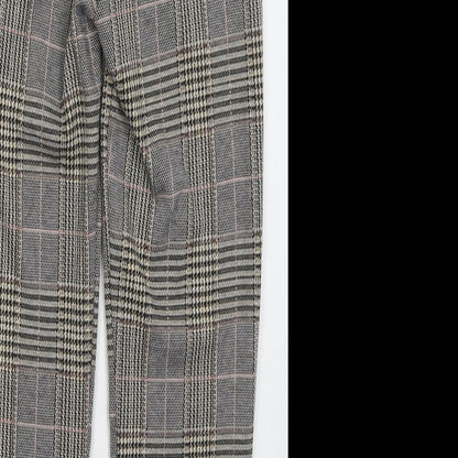 Primark Womens Beige Check Polyester Trousers  Size 4 L25 in Regular