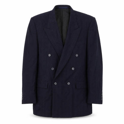 George Mens Blue Striped Polyester Jacket Suit Jacket Size 42