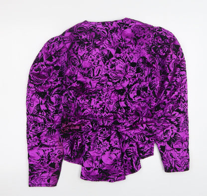 Preloved Dorothy Perkins Womens Purple Floral Polyester Jacket Blazer Size 10 - Back