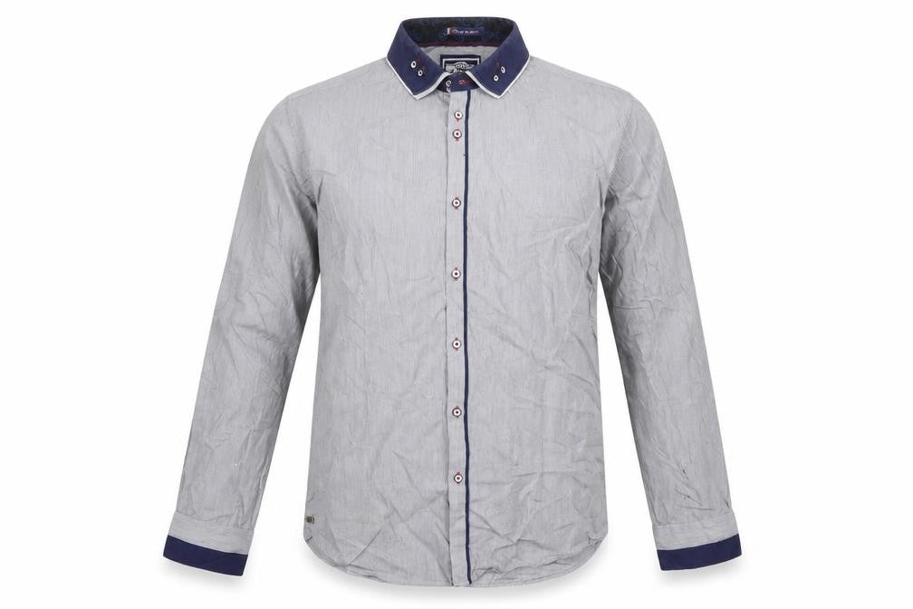 Le Shark  Mens Grey Striped Cotton  Button-Up Size XL Collared