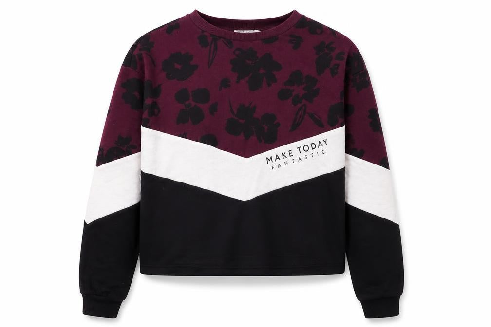 H&M Girls Multicoloured Colourblock Cotton Pullover Sweatshirt Size 12-13 Years
